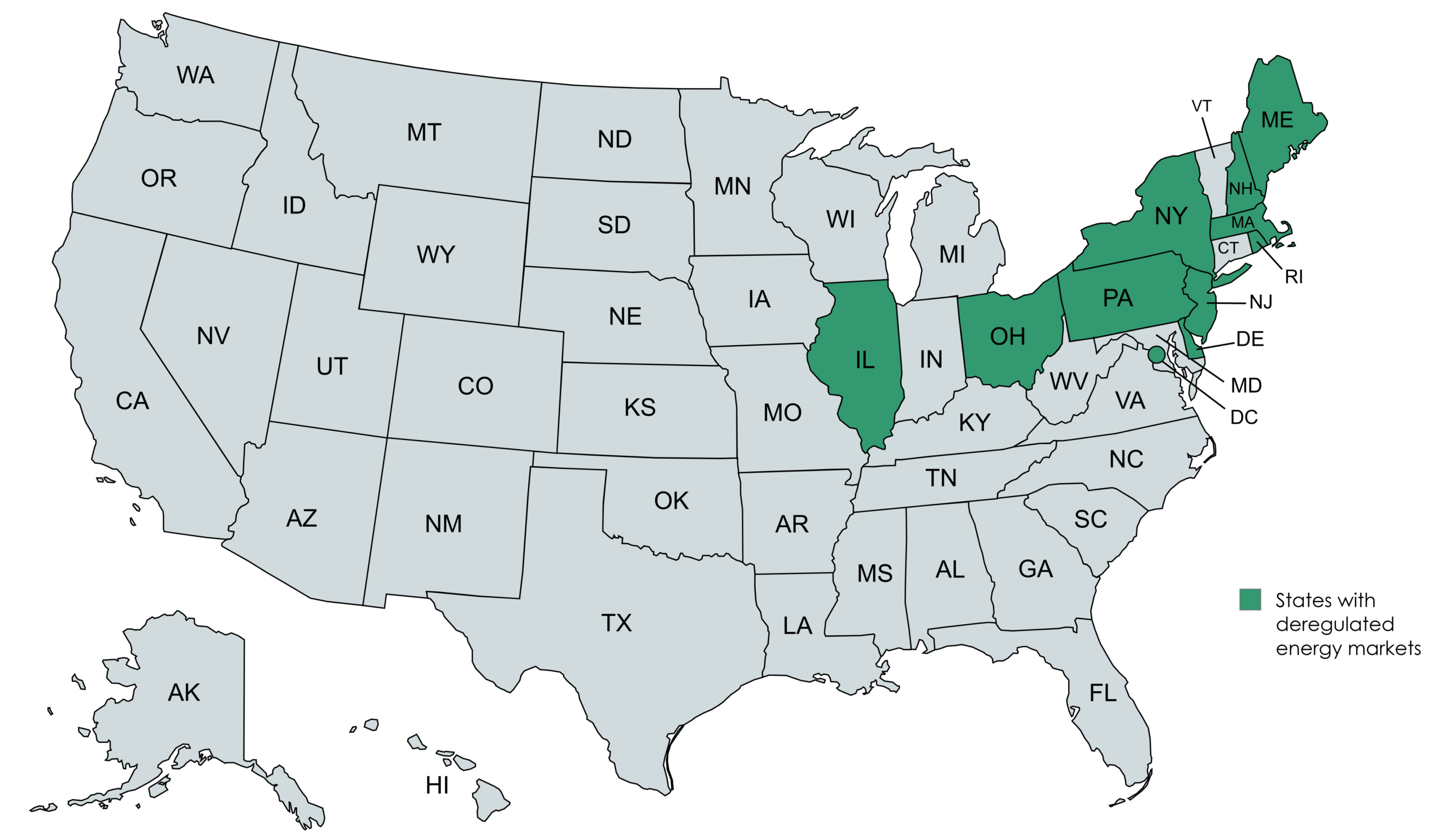 MapChart_Map (3) Map of states with deregulated energy suppliers